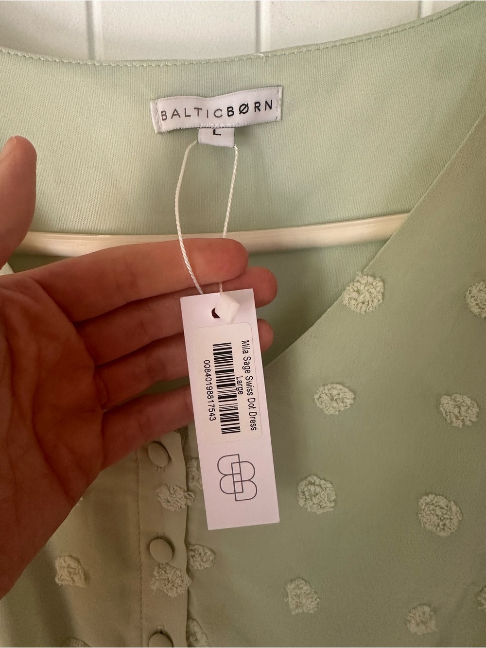 Baltic Born Mika Sage Swiss Dot dress - Picture 3 of 5